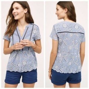 Anthropologie Holding Horses Eyelet Babydoll Top